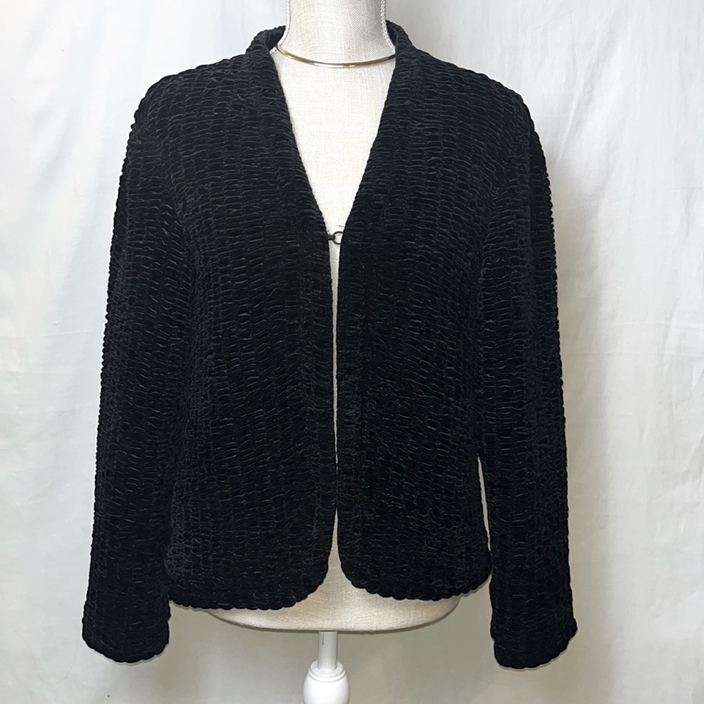 CHICO’S ELEGANT NIGHT MONIQUE JACKET BLACK VELVET Size 1